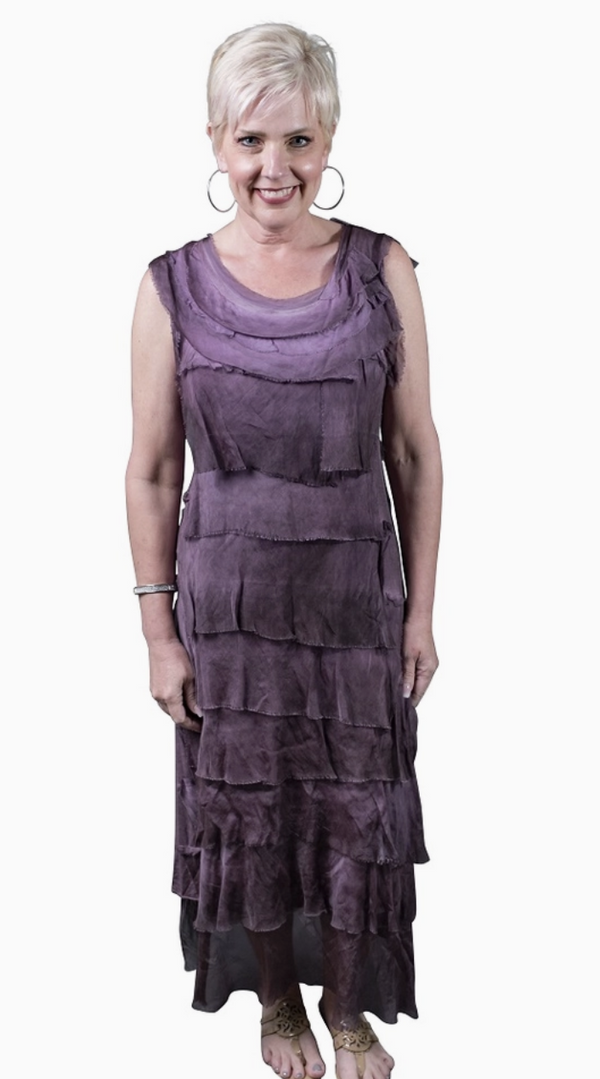 Brushed Eggplant Tier Maxi Dress
