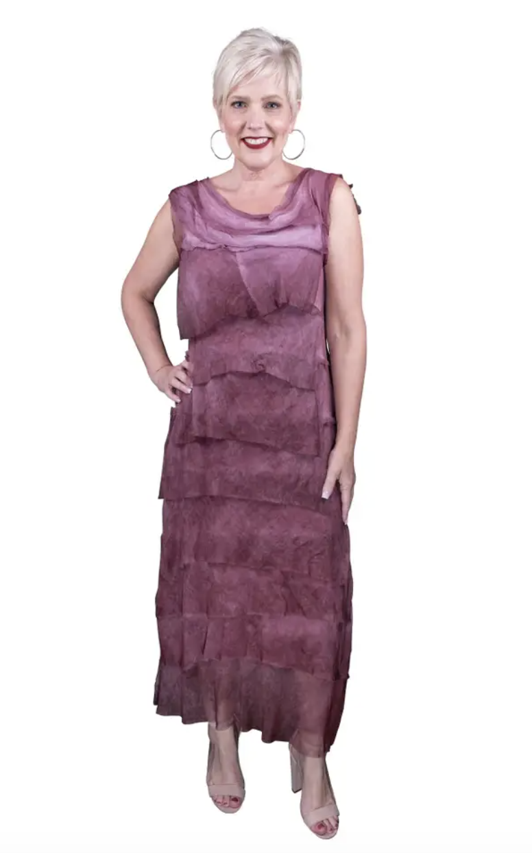 Brushed Burgundy Tier Maxi Dress