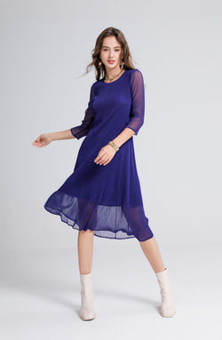 Royal Pleated Sheer Dress