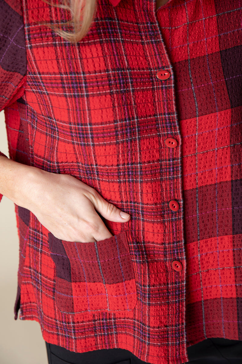 Apple Red Plaid Jacket Shirt