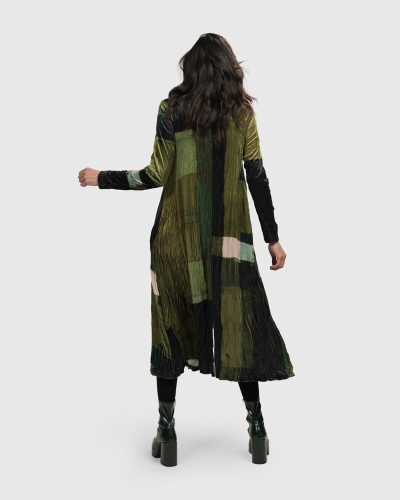 Olive Crushed Velvet Dress