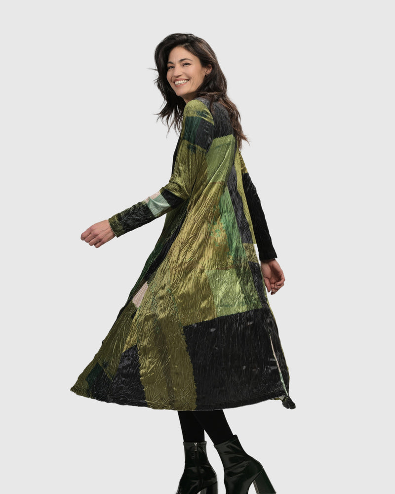 Olive Crushed Velvet Dress