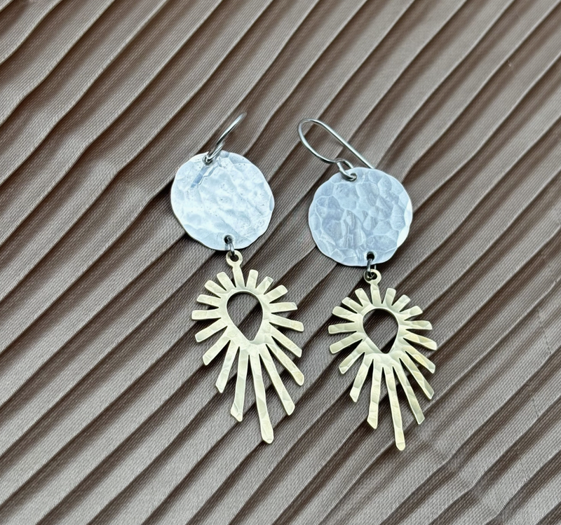 Gold Over Silver Burst Earrings