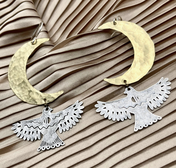 Gold & Silver Night Wing Earring