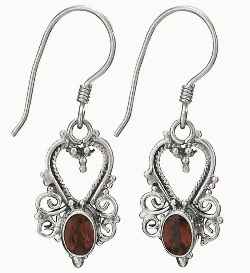 Antionette Sterling Silver and Garnet Earring