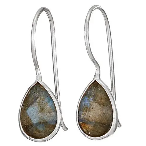 Gilded Raindrop Labradorite Sterling Silver Earrings