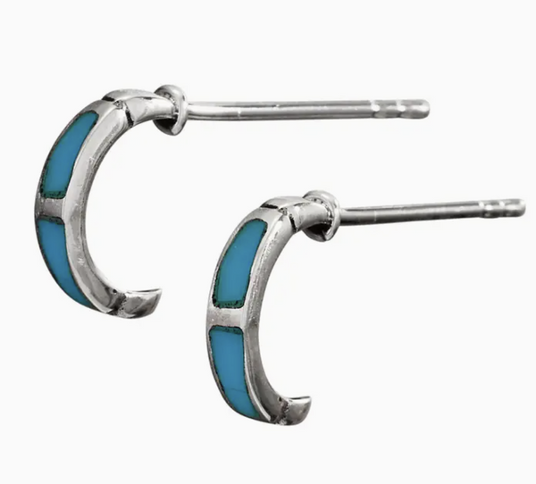 Petite Turquoise Hoop Stud Earring