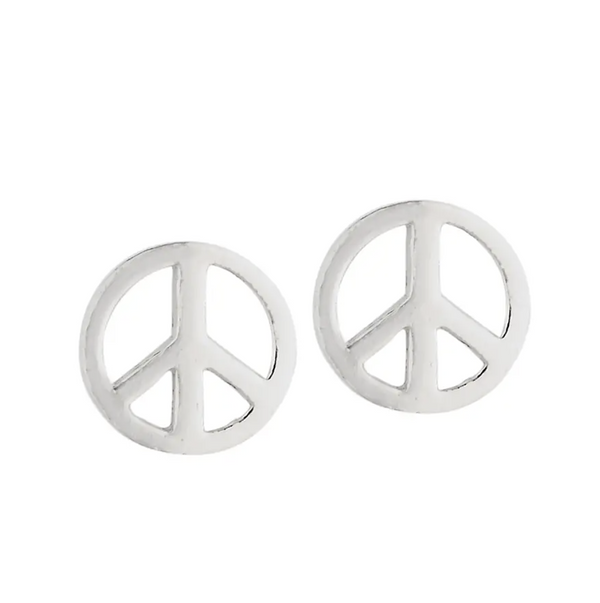 Peace Sign Sterling Stud Earring