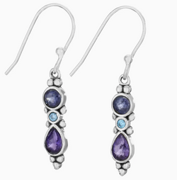 Multi Stone Sterling Silver Dangle Earring