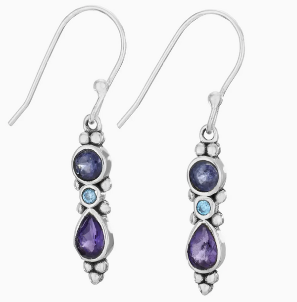 Multi Stone Sterling Silver Dangle Earring