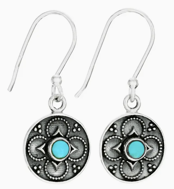 Round Turquoise Sterling Silver Earring