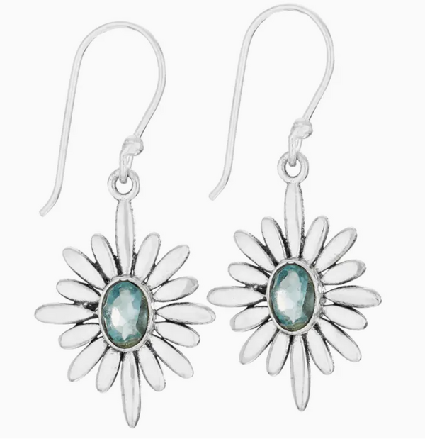 Apatite Silver Flower Earring