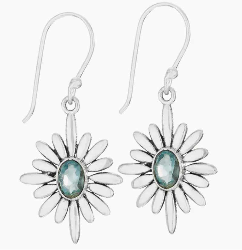 Apatite Silver Flower Earring