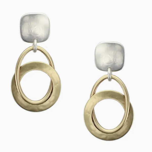 Square Disc & Oval Ring Earring