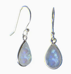 Rainbow Moonstone Drop Sterling  Earring