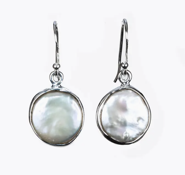 Sea Breeze Coin Pearl Dangle Earring