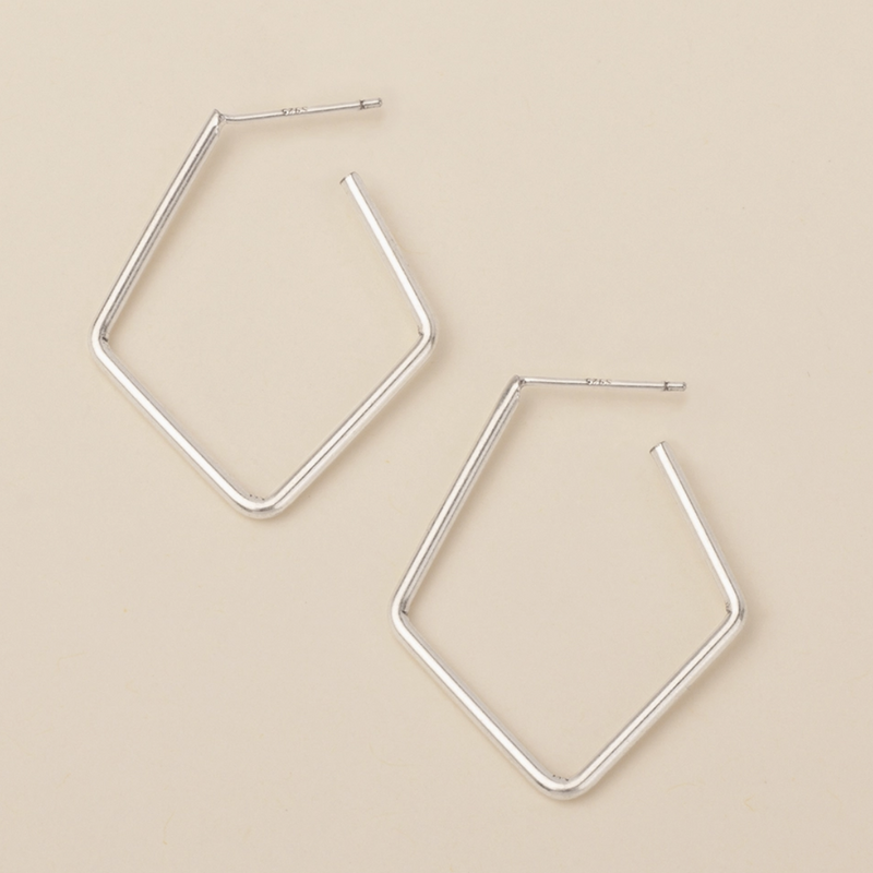 Silver Orion Diamond Hoop Earring