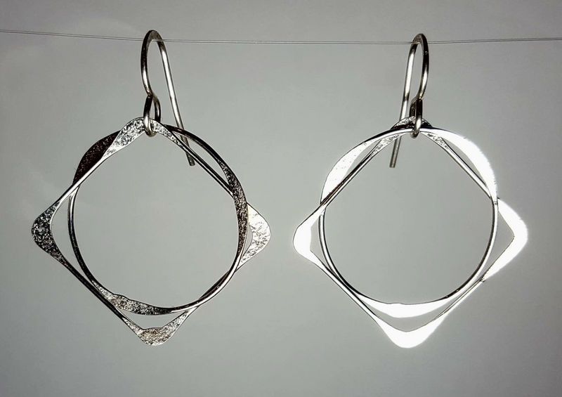 Sterling Large Square & Circle Earring