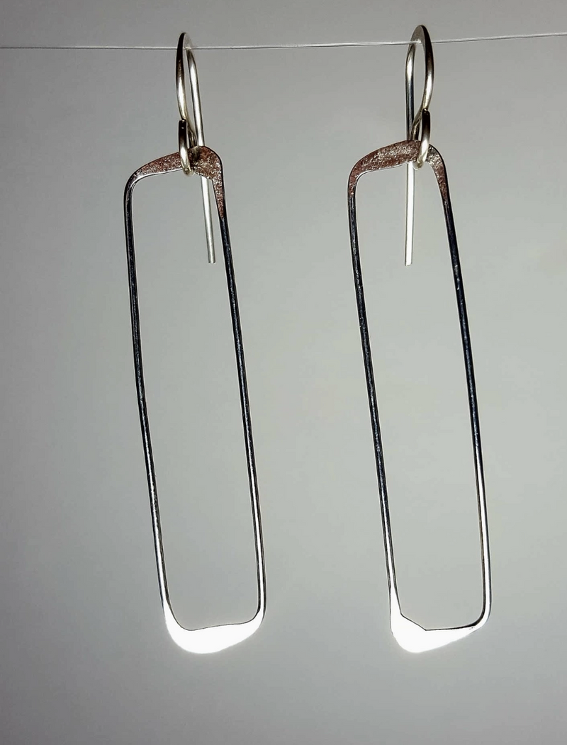 Sterling Skinny Rectangle Earring