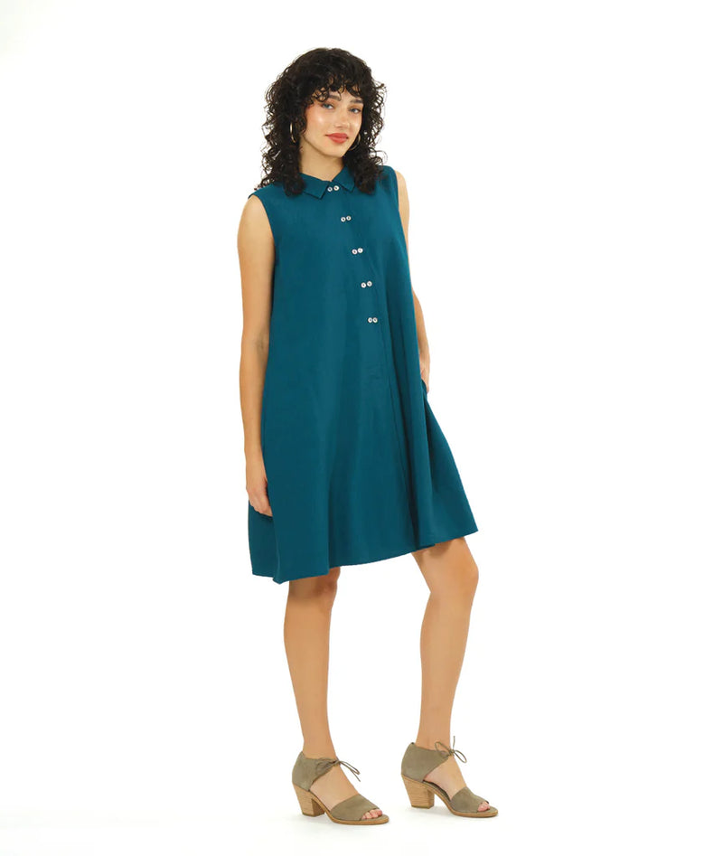 Lapis Sleeveless Button Dress