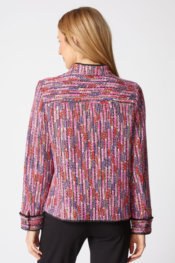 Mosaic Knit Fringe Jacket