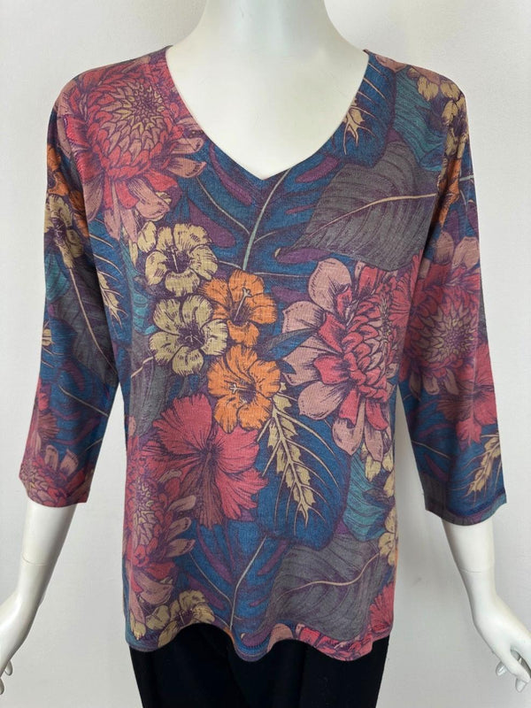 Tropical Floral Vee Top