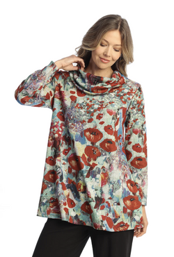 Prima Floral Cowl Neck Tunic Top