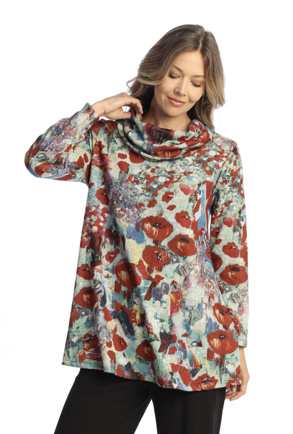 Prima Floral Cowl Neck Tunic Top