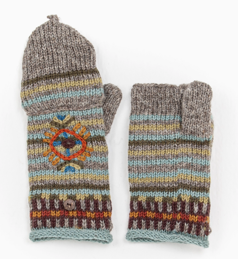 Pebble Wool Knit Convertible Mittens