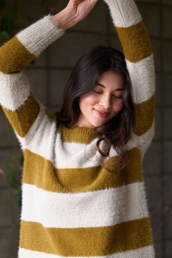 Ginseng Stripe Fluff Pullover