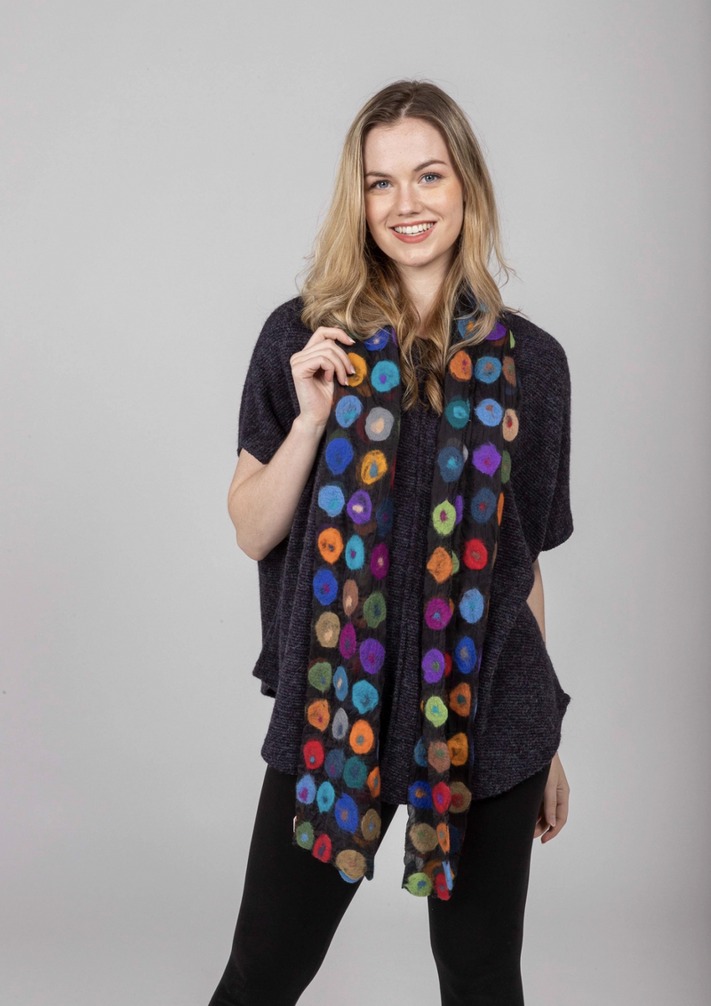 Multi-Colored Felted Silk Scarf