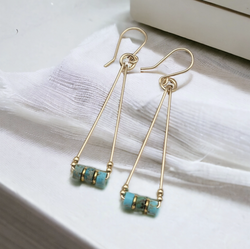 Gold and Turquoise Triangle Earring