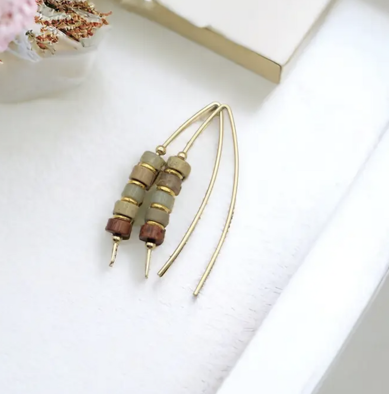 Jasper Sterling Silver Threaders Earrings