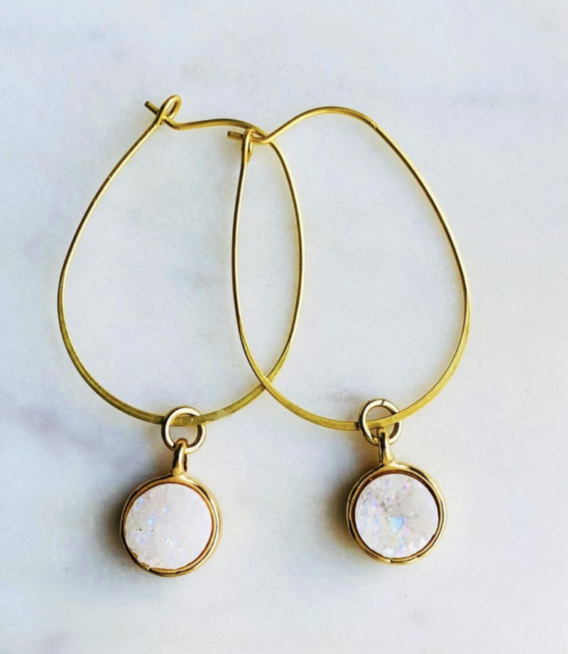 Golden Druzy Agate Earrings