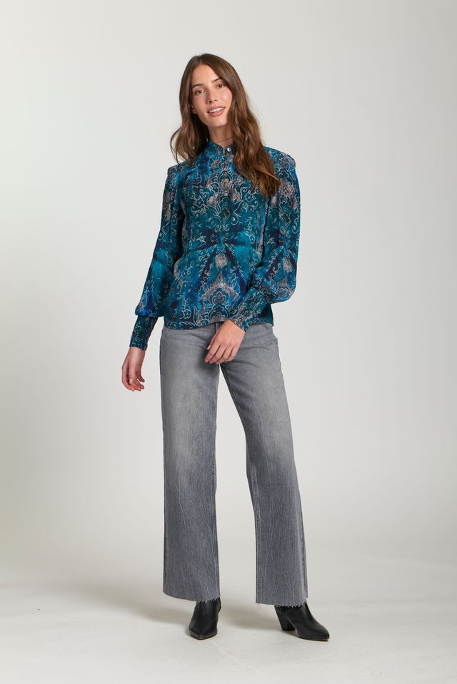 Turquoise Puff Sleeve Top