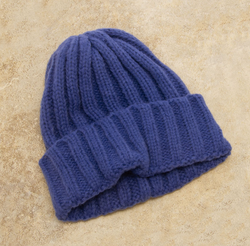 Blue Thick Ribbed Beanie