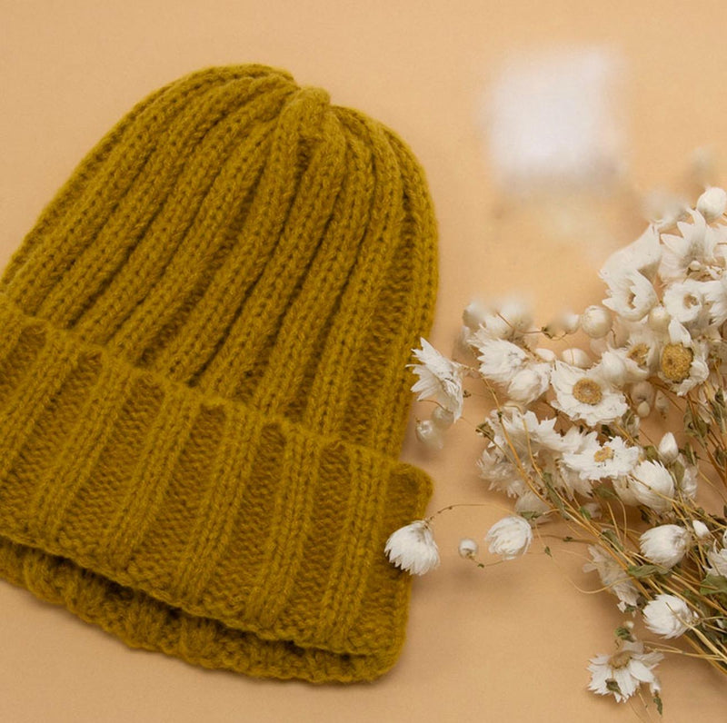 Mustard Thick Ribbed Beanie