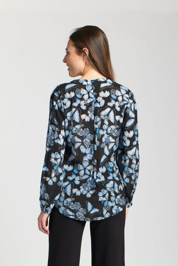 Blue Butterfly Cupro Pullover Top