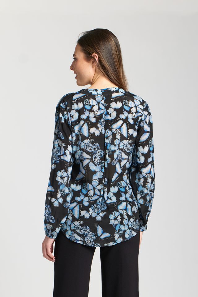 Blue Butterfly Cupro Pullover Top