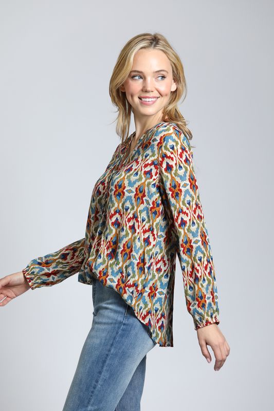 Ikat Cupro Pullover Top