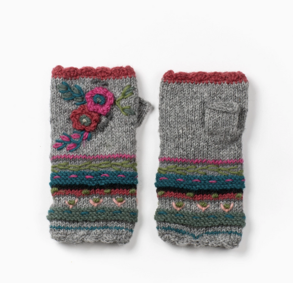 Heather Grey Wool Knit Handwarmers