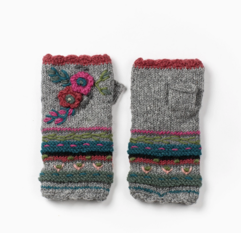 Heather Grey Wool Knit Handwarmers