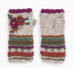 Rose Wool Knit Handwarmers