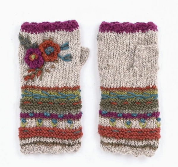 Rose Wool Knit Handwarmers