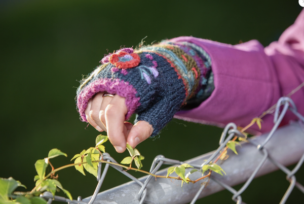 Teal Wool Knit Handwarmers