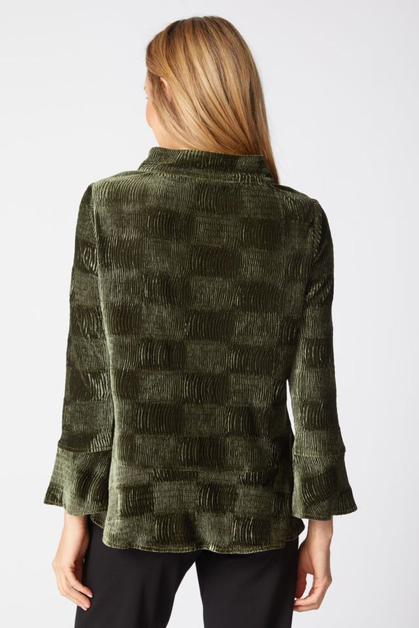 Forest Button Velvet Top