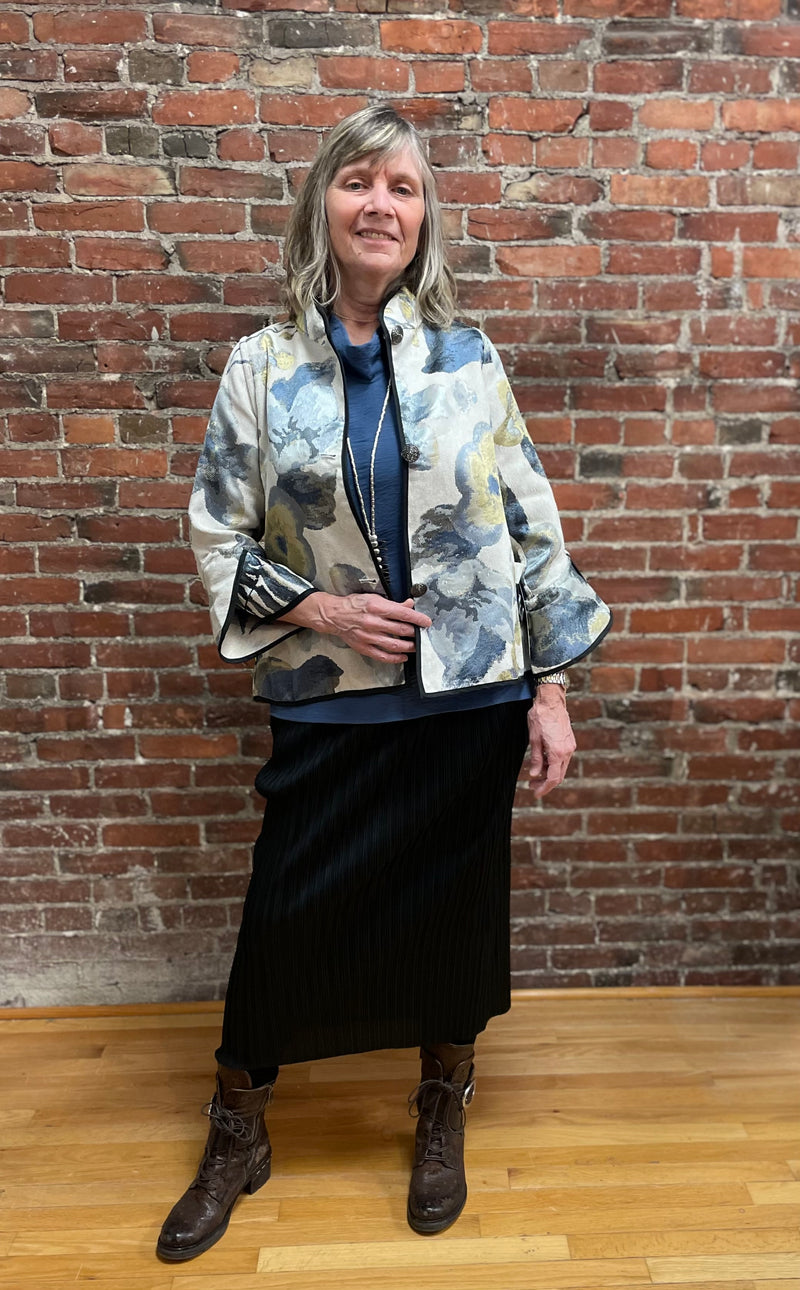 Blue Floral Fern Reversible Jacket