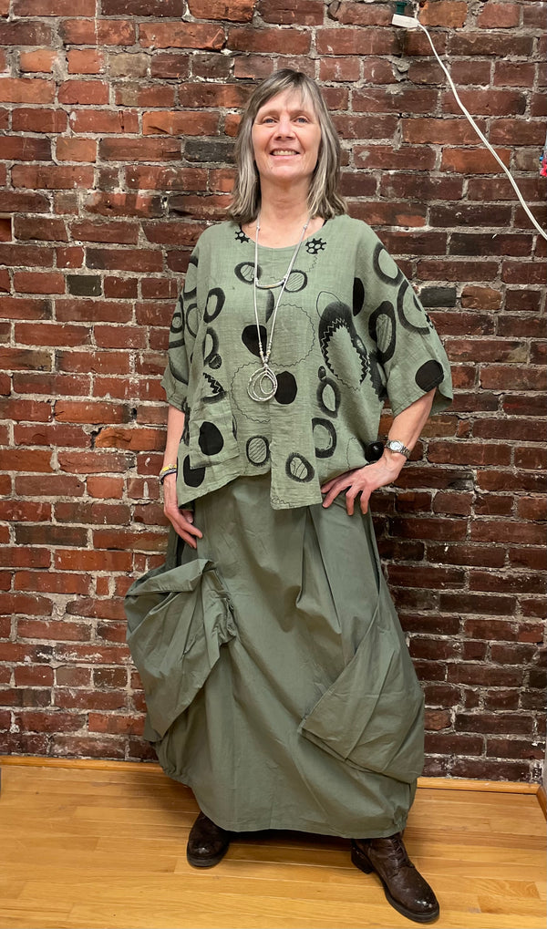 Olive Layered Cotton Skirt