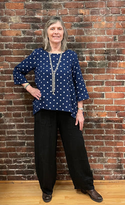 Navy Square Dot Top