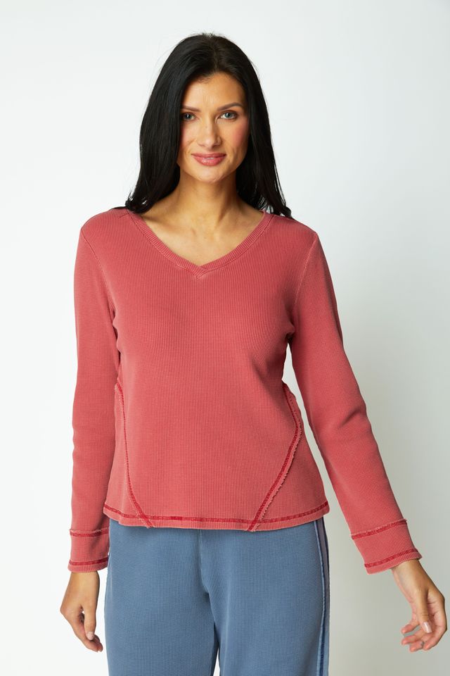 Garnet Waffle Seam Top